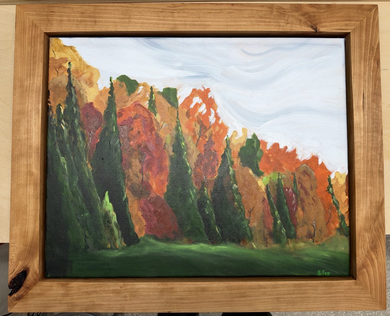 Framed autumn trees landscape