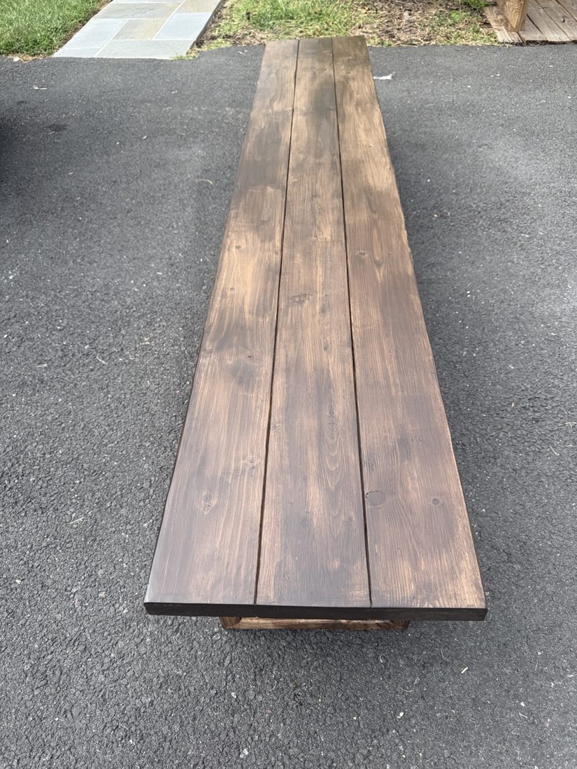 Dark stained wood tabletop